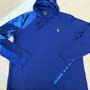 Polo by Ralph Lauren Men's Long Sleeve Hooded Shirt - Royal Blue-Large